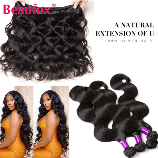 Brazilian Body Wave Human Hair Bundles With Closure