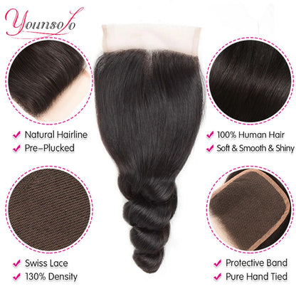 Brazilian Human Hair Loose Wave Bundles With Closure